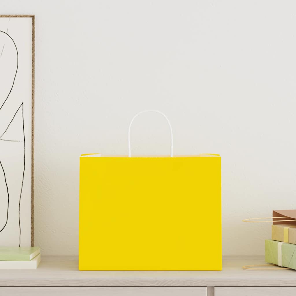 VidaXL sacs en papier 250 pcs avec poignées 32x22x24 cm jaune