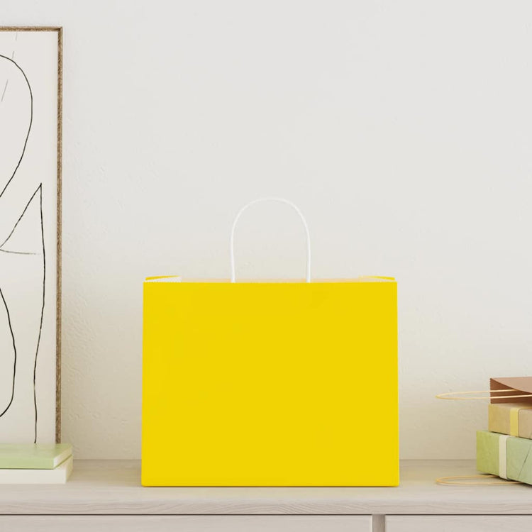 VidaXL sacs en papier 250 pcs avec poignées 32x22x24 cm jaune