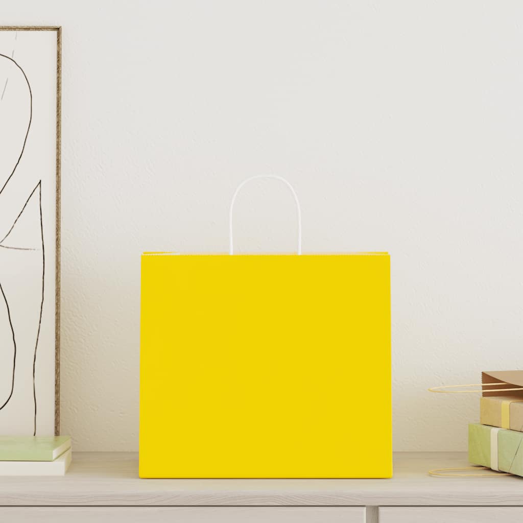 VidaXL sacs en papier 250 pcs avec poignées 32x22x28 cm jaune