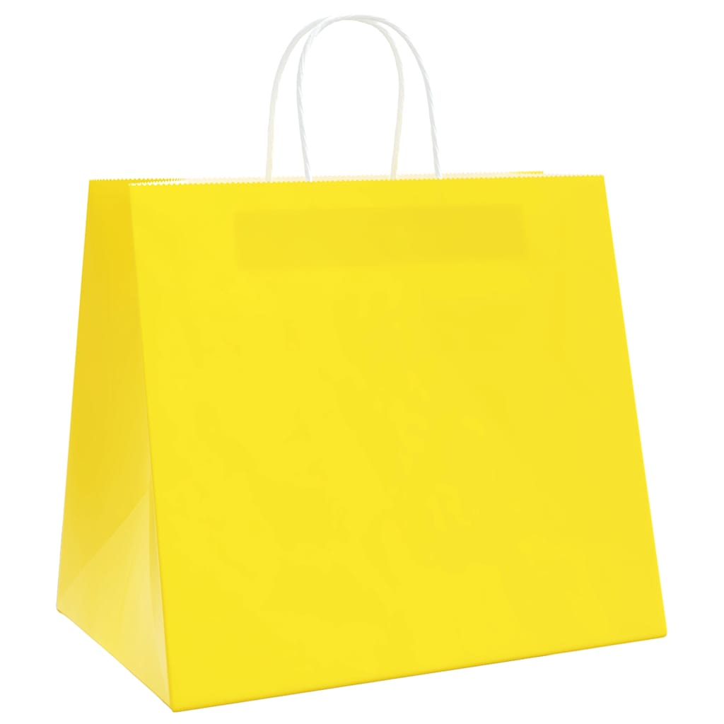 VidaXL sacs en papier 250 pcs avec poignées 32x22x28 cm jaune