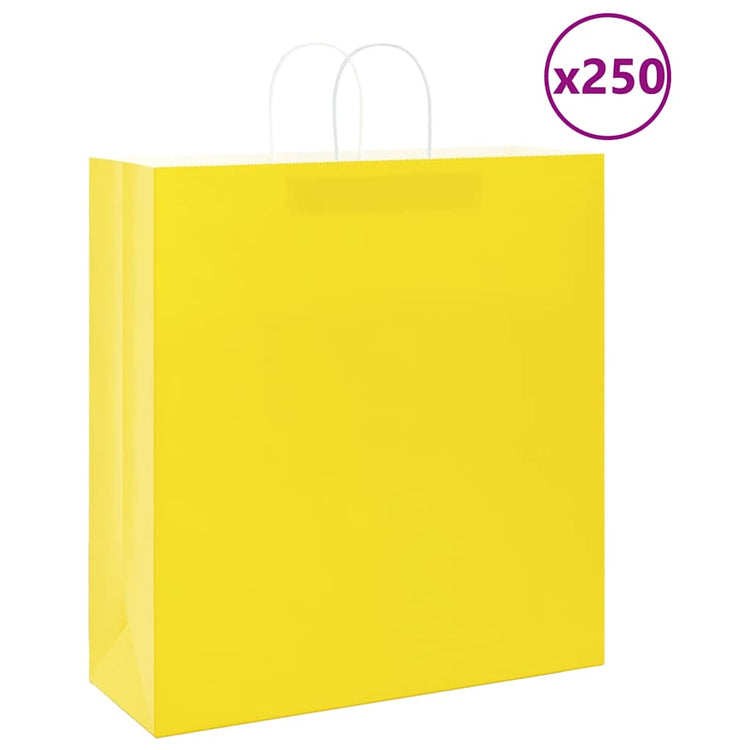 VidaXL sacs en papier 250 pcs avec poignées 45x17x48 cm jaune