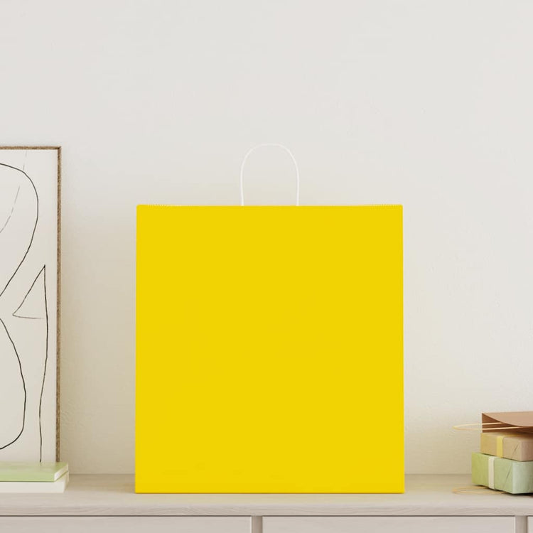 VidaXL sacs en papier 250 pcs avec poignées 45x17x48 cm jaune