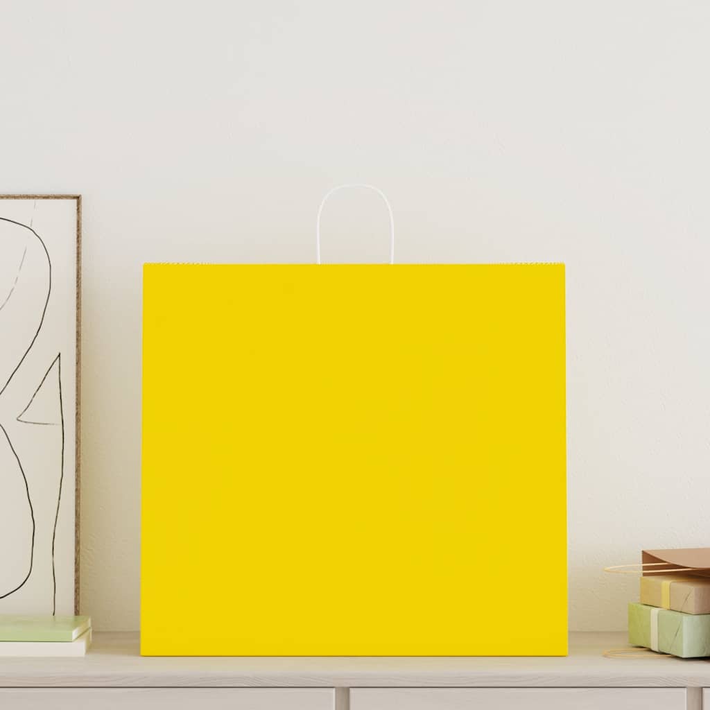 VidaXL sacs en papier 250 pcs avec poignées 54x15x49 cm jaune