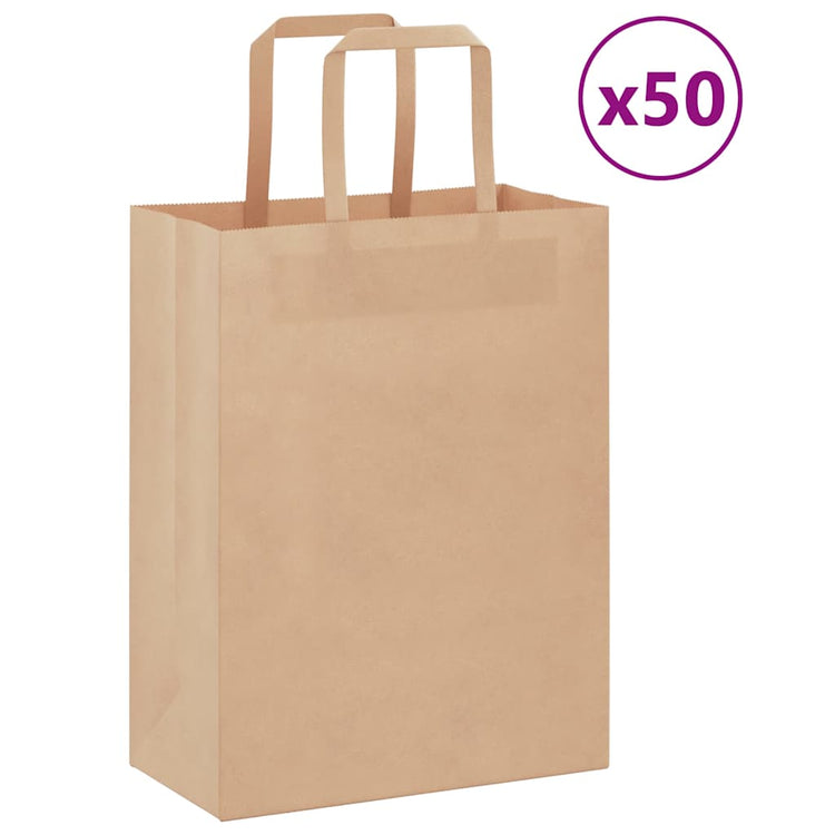 VidaXL sacs en papier 50 pcs avec poignées 21x11x28 cm marron