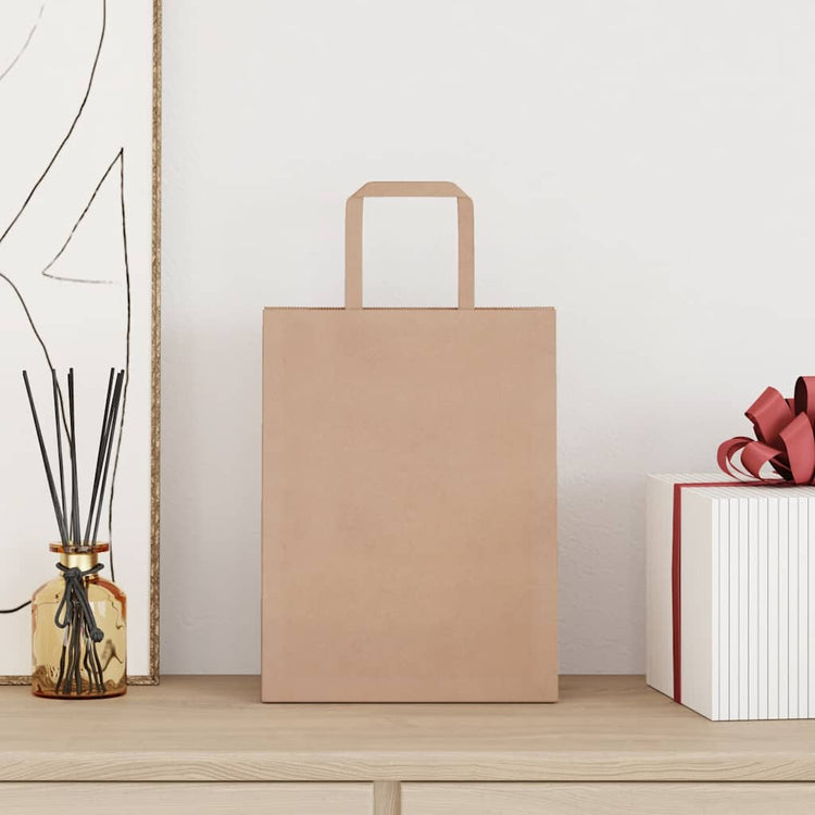VidaXL sacs en papier 50 pcs avec poignées 21x11x28 cm marron