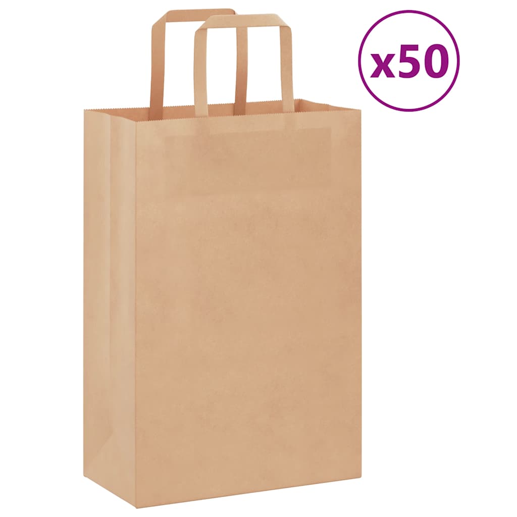 VidaXL sacs en papier 50 pcs avec poignées 21x11x31 cm marron