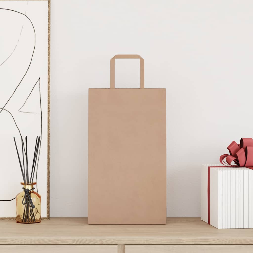 VidaXL sacs en papier 50 pcs avec poignées 21x11x36 cm marron