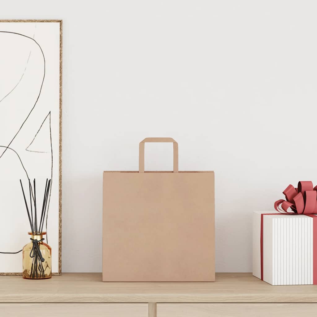 VidaXL sacs en papier 50 pcs avec poignées 26x17x25 cm marron