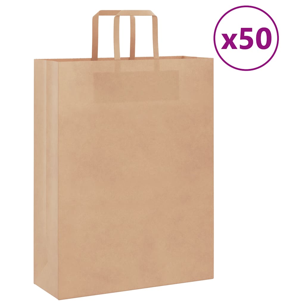 VidaXL sacs en papier 50 pcs avec poignées 32x12x42 cm marron