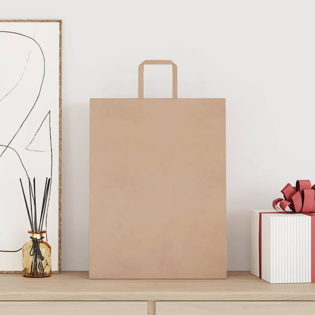 VidaXL sacs en papier 50 pcs avec poignées 32x12x42 cm marron