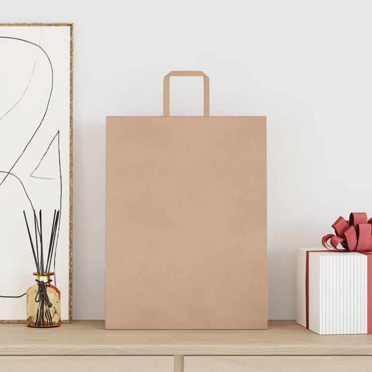 VidaXL sacs en papier 50 pcs avec poignées 32x12x42 cm marron