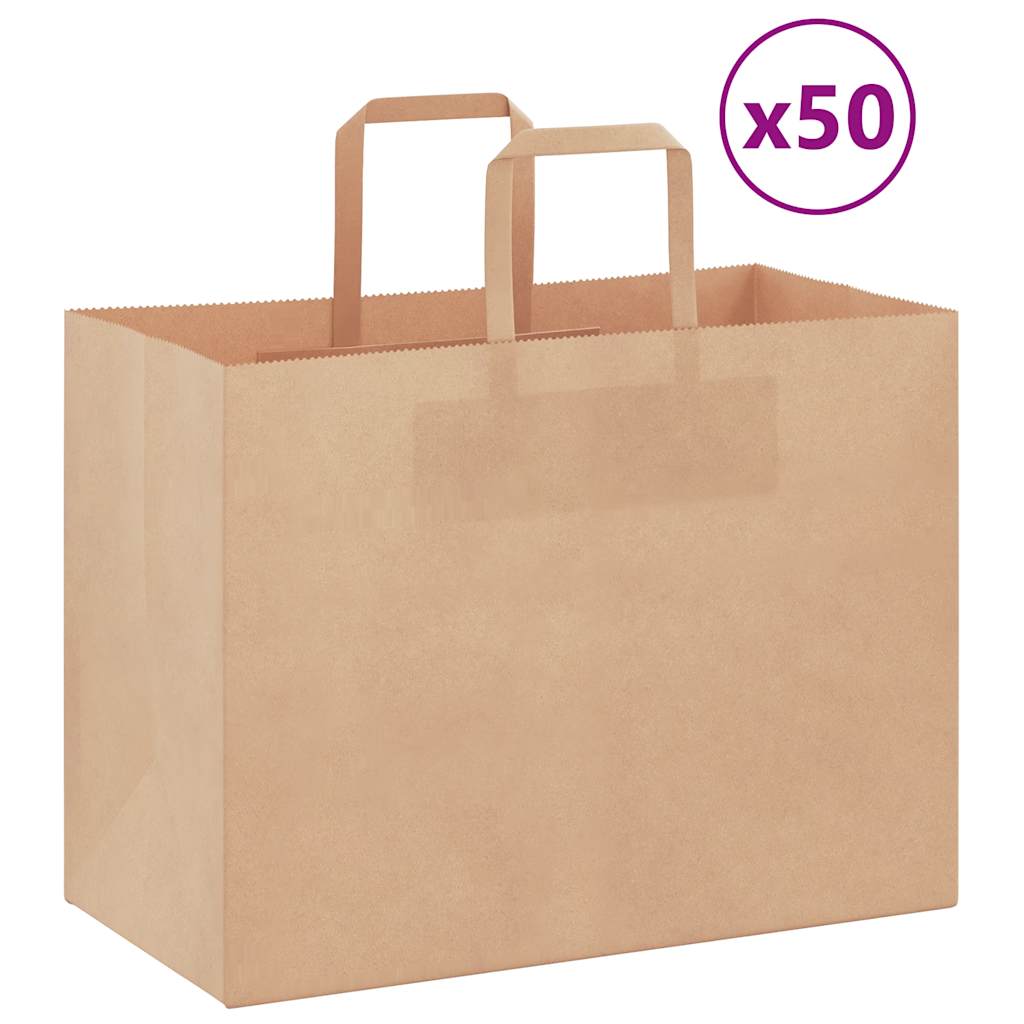 VidaXL sacs en papier 50 pcs avec poignées 32x17x25 cm marron