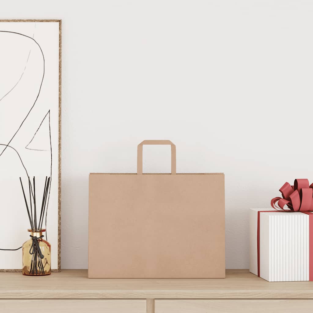 VidaXL sacs en papier 50 pcs avec poignées 32x17x25 cm marron