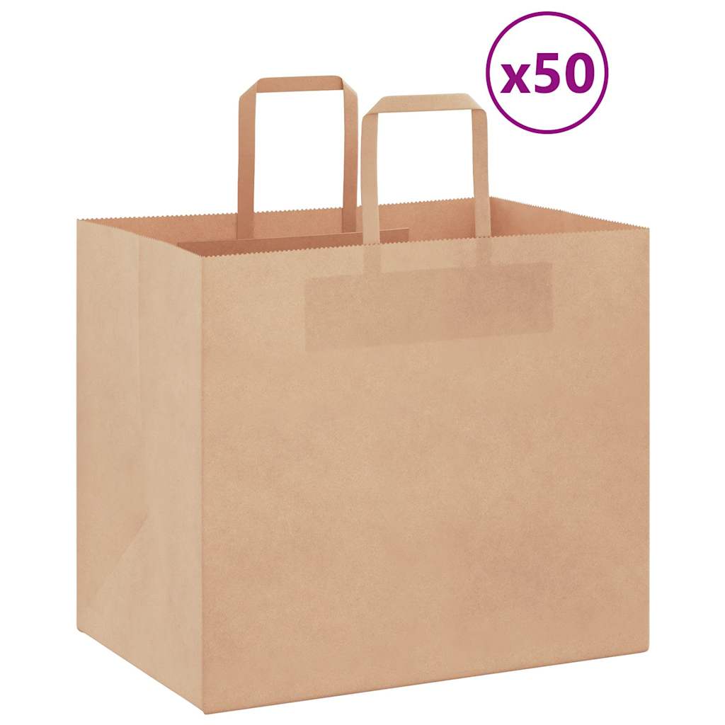 VidaXL sacs en papier 50 pcs avec poignées 32x22x28 cm marron