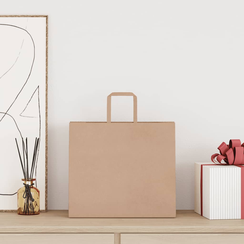 VidaXL sacs en papier 50 pcs avec poignées 32x22x28 cm marron