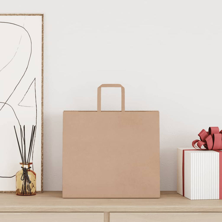 VidaXL sacs en papier 50 pcs avec poignées 32x22x28 cm marron