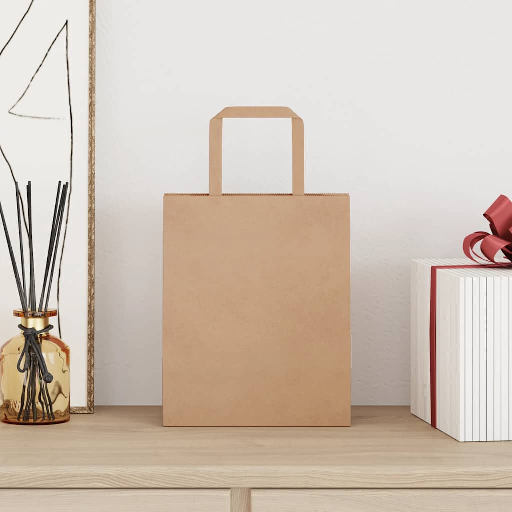 VidaXL sacs en papier 250 pcs avec poignées 18x8x22 cm marron