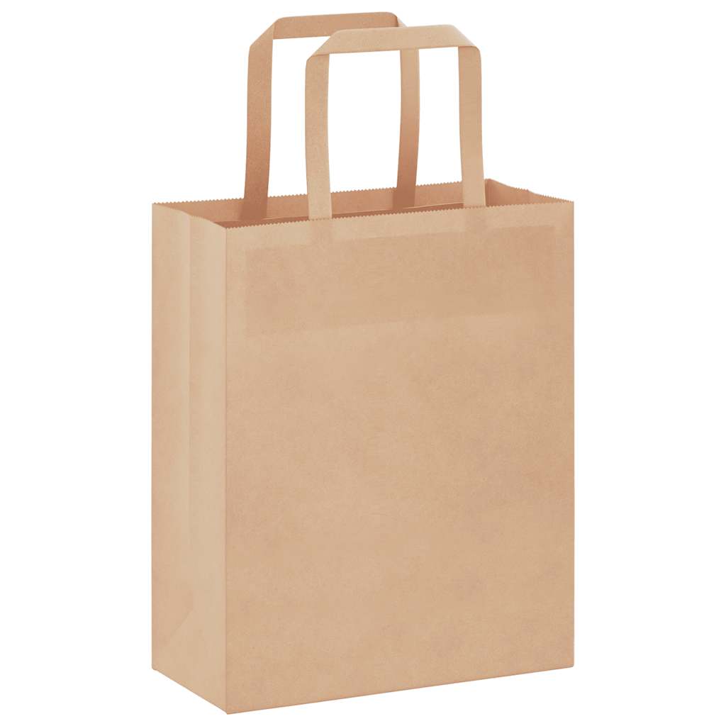 VidaXL sacs en papier 250 pcs avec poignées 18x8x22 cm marron