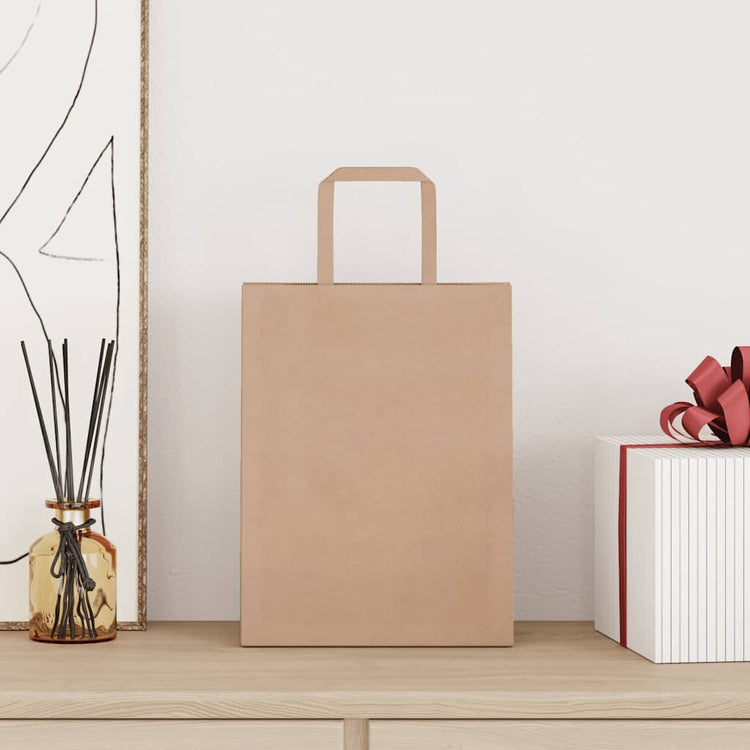 VidaXL sacs en papier 250 pcs avec poignées 21x11x28 cm marron