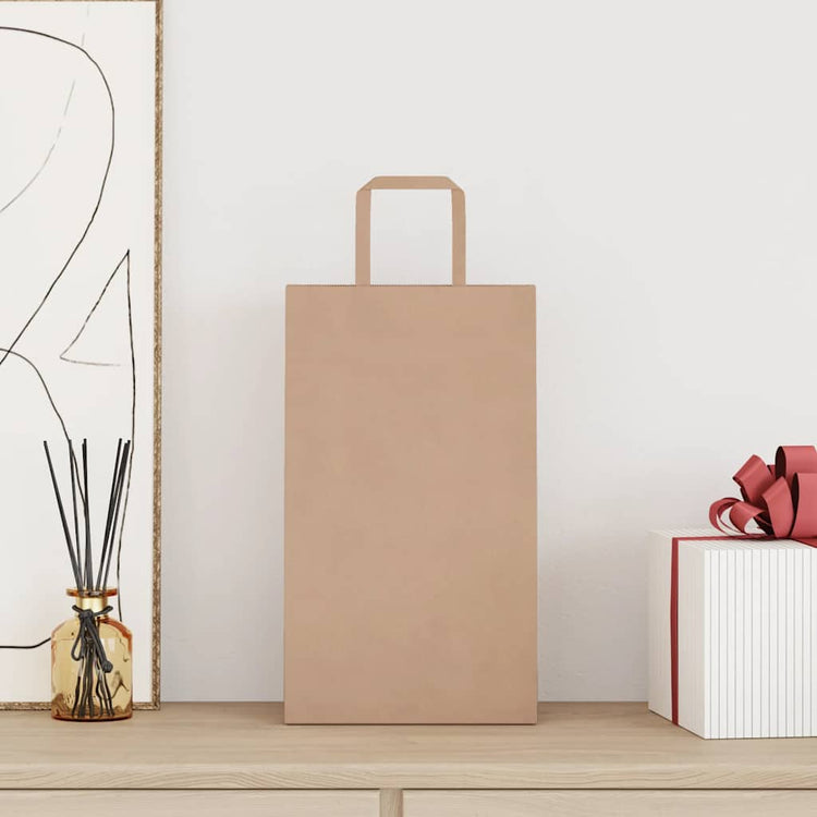 VidaXL sacs en papier 250 pcs avec poignées 21x11x36 cm marron