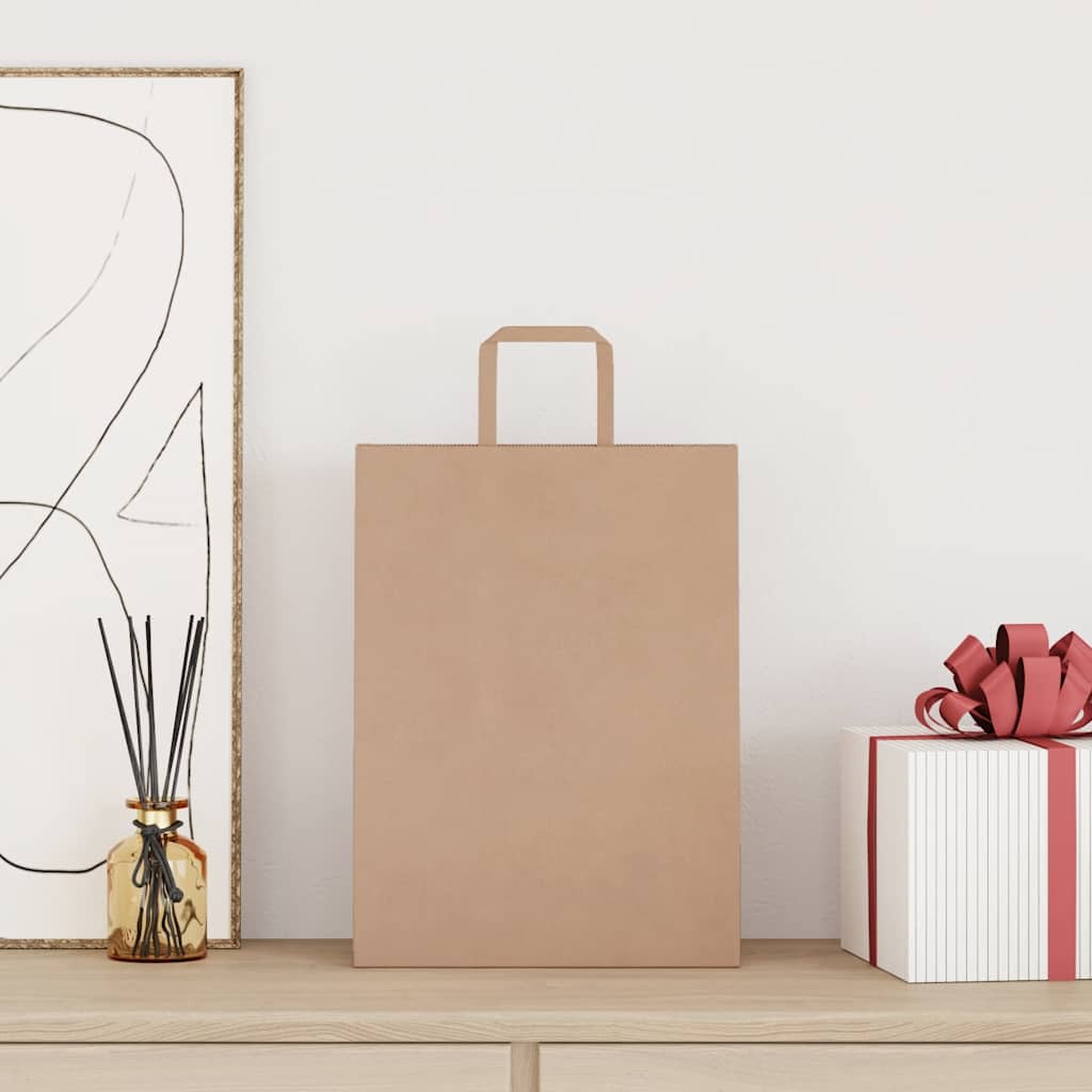 VidaXL sacs en papier 250 pcs avec poignées 26x12x35 cm marron