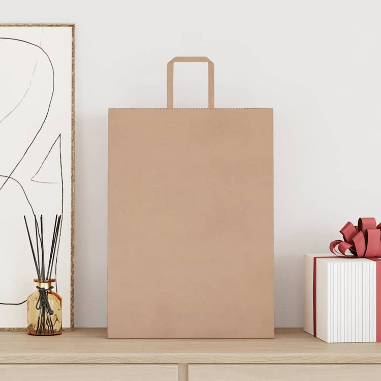 Vidaxxl sacs en papier 250 pcs avec poignées 32x17x44 cm marron