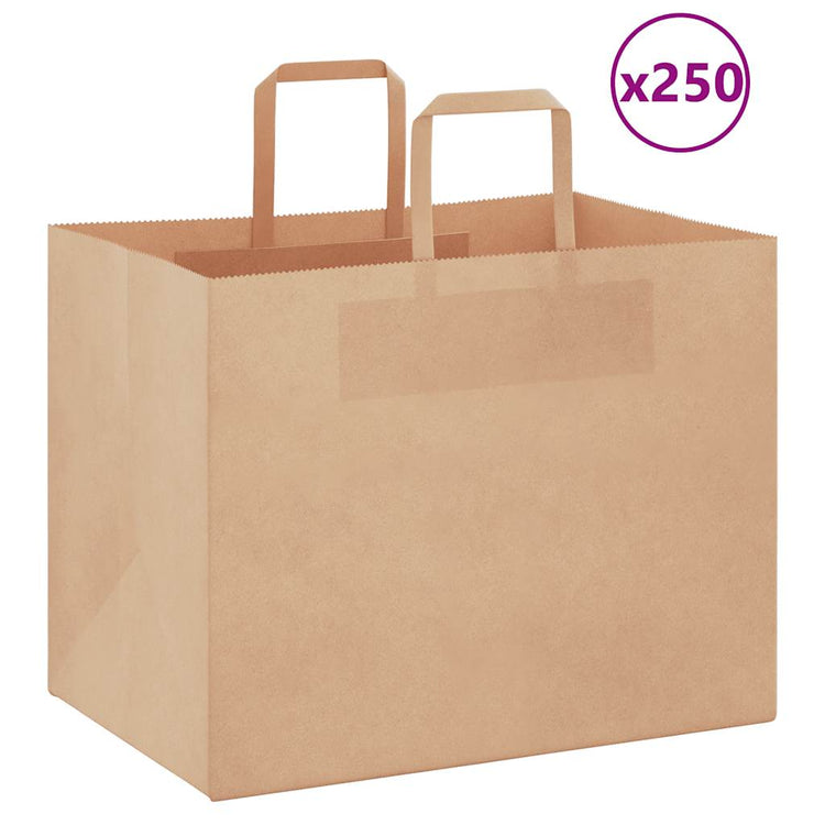 VidaXL sacs en papier 250 pcs avec poignées 32x22x24 cm marron