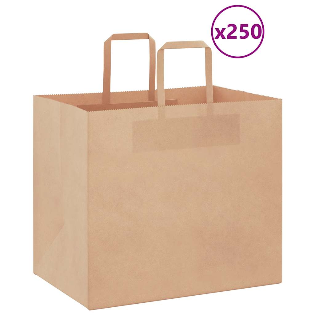 VidaXL sacs en papier 250 pcs avec poignées 32x22x28 cm marron