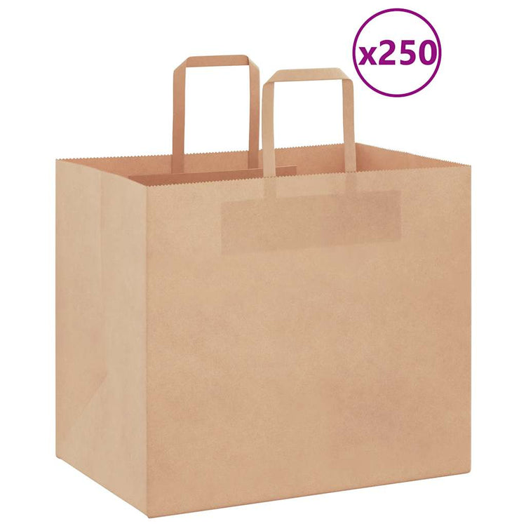 VidaXL sacs en papier 250 pcs avec poignées 32x22x28 cm marron