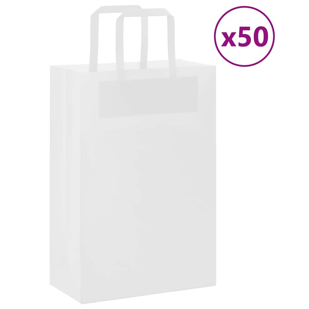 VidaXL sacs en papier 50 pcs avec poignées 21x11x31 cm blanc