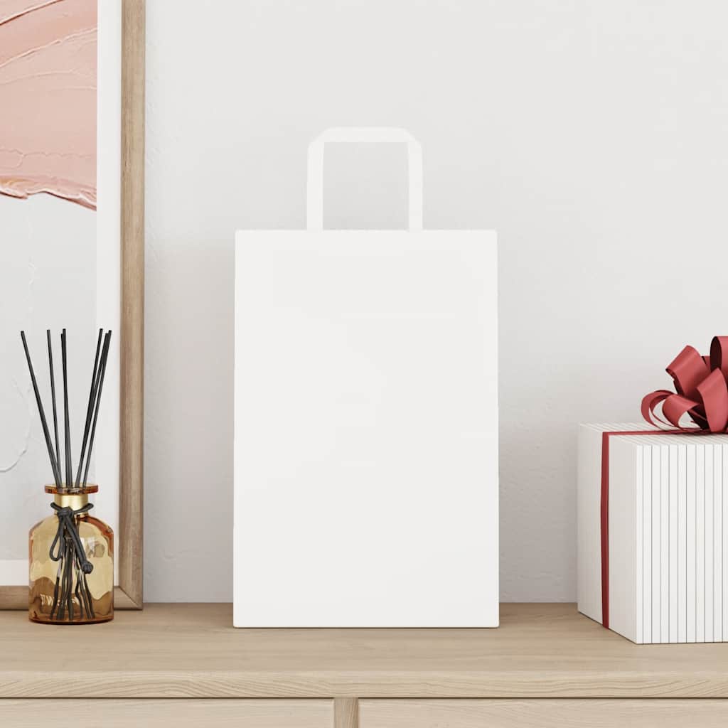 VidaXL sacs en papier 50 pcs avec poignées 21x11x31 cm blanc