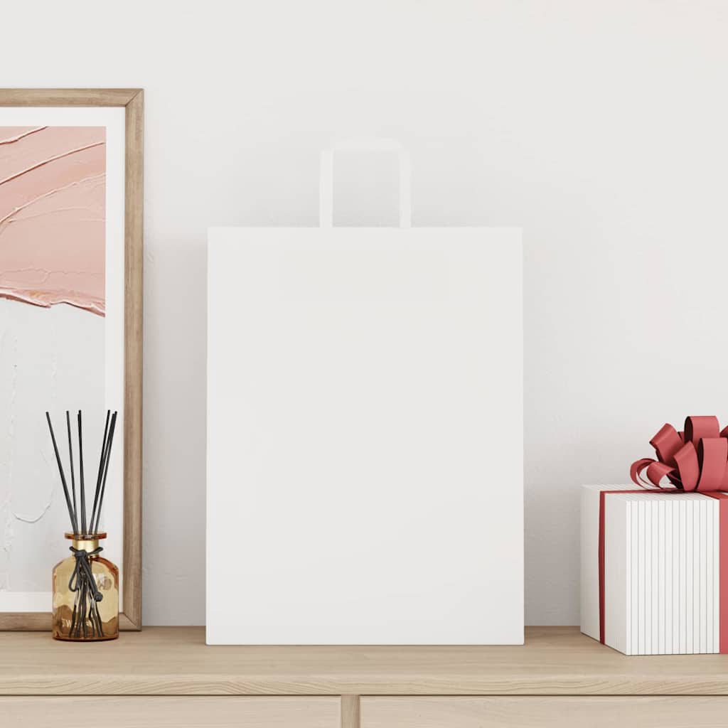 VidaXL sacs en papier 50 pcs avec poignées 32x12x42 cm blanc