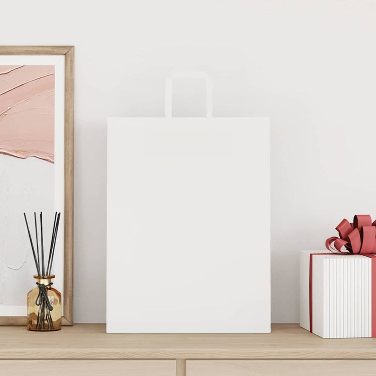 VidaXL sacs en papier 50 pcs avec poignées 32x12x42 cm blanc