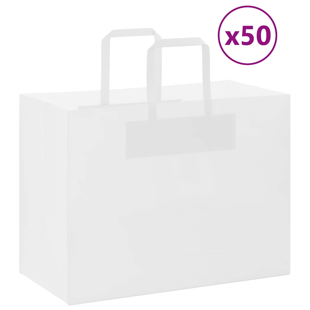 VidaXL sacs en papier 50 pcs avec poignées 32x17x25 cm blanc
