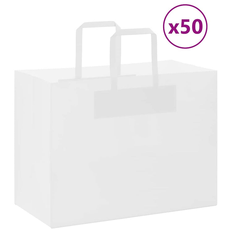 VidaXL sacs en papier 50 pcs avec poignées 32x17x25 cm blanc