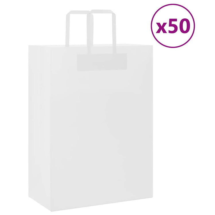 VidaXL sacs en papier 50 pcs avec poignées 32x17x44 cm blanc