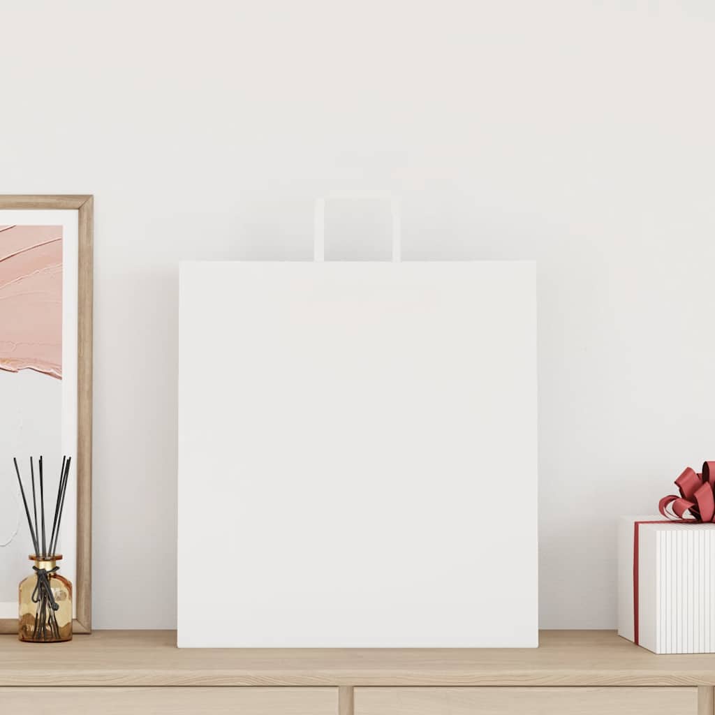 Vidaxxl sacs en papier 50 pcs avec poignées 45x17x48 cm blanc