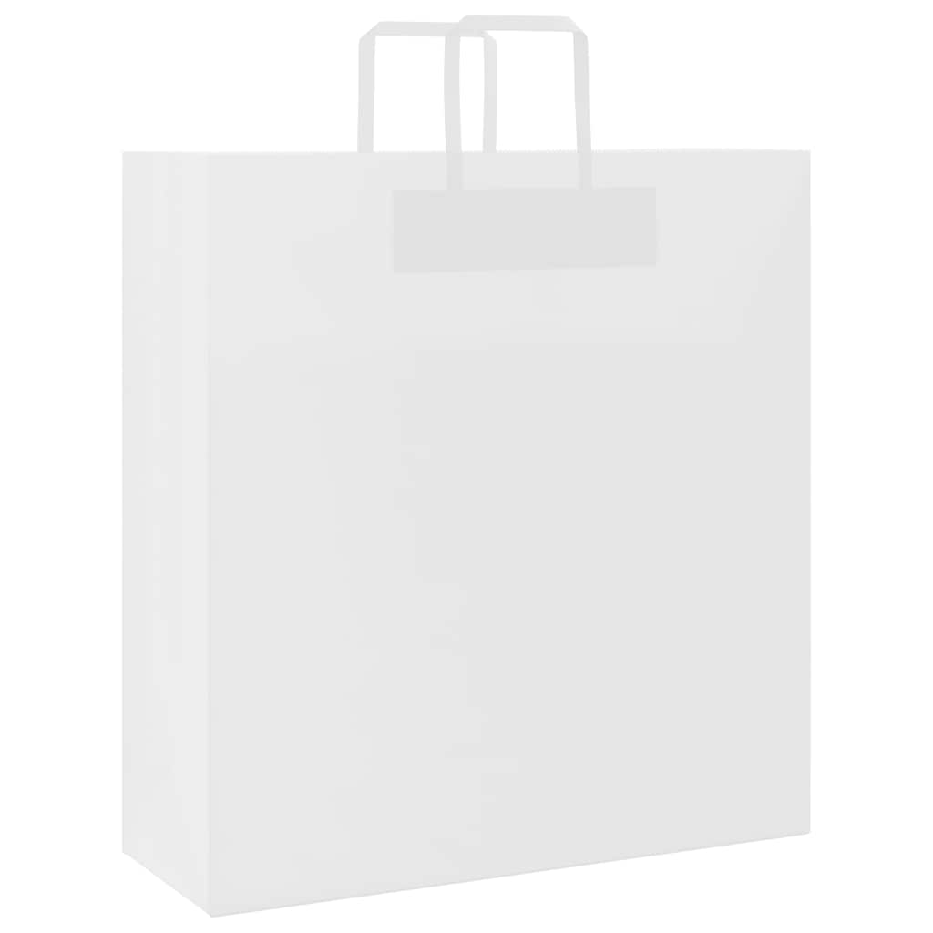 Vidaxxl sacs en papier 50 pcs avec poignées 45x17x48 cm blanc