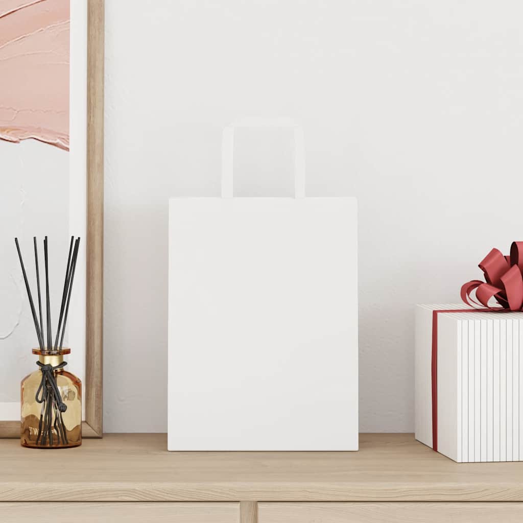 VidaXL sacs en papier 250 pcs avec poignées 21x11x28 cm blanc