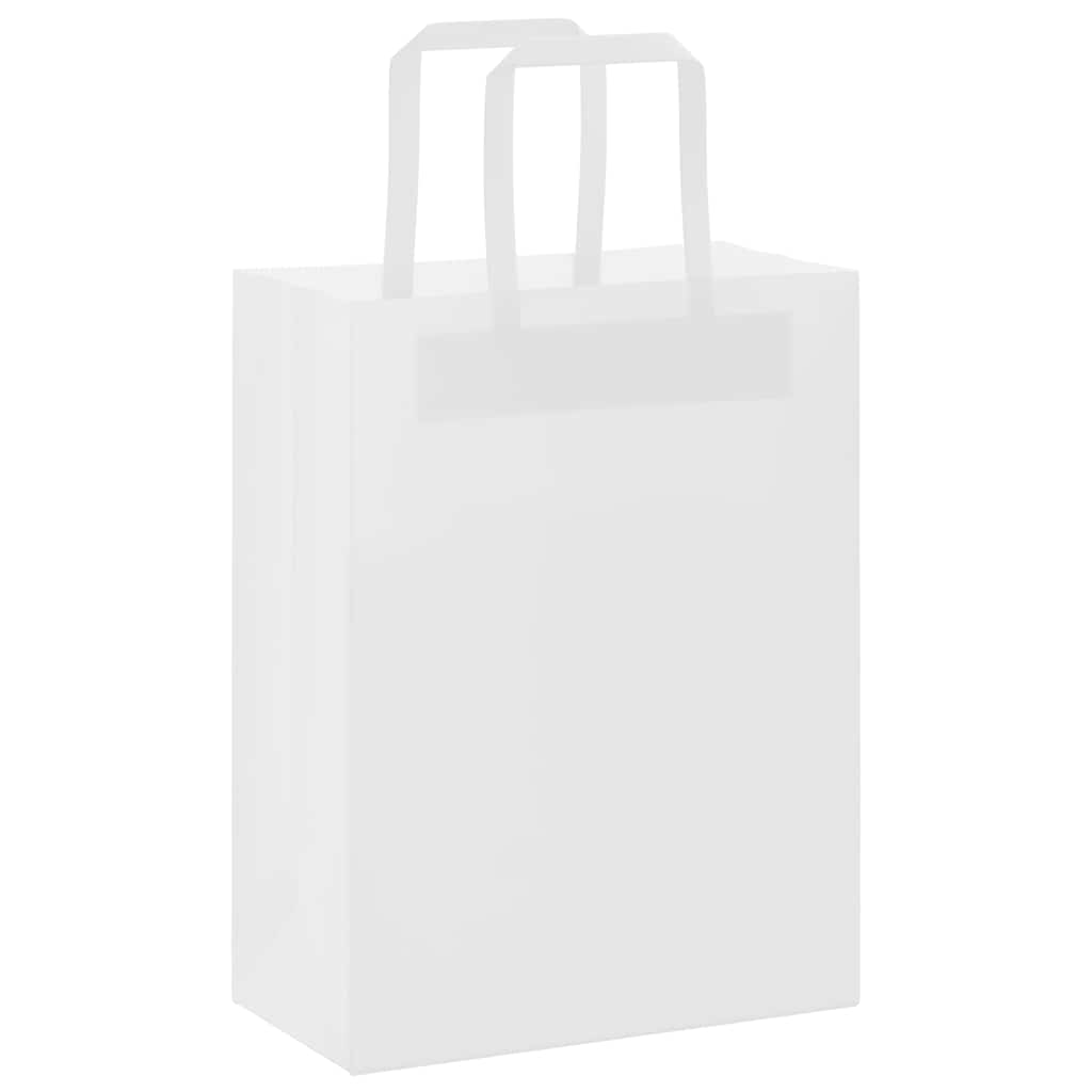 VidaXL sacs en papier 250 pcs avec poignées 21x11x28 cm blanc