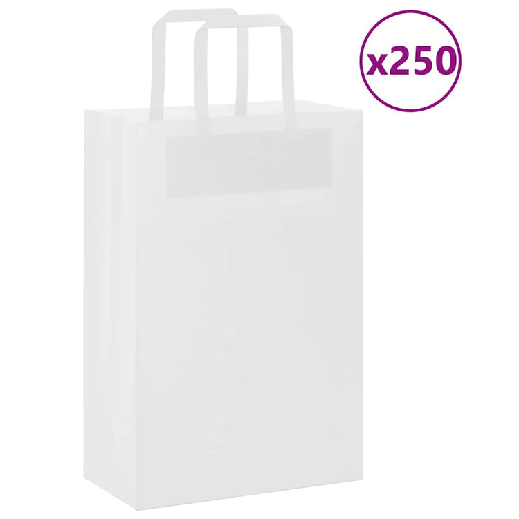 VidaXL sacs en papier 250 pcs avec poignées 21x11x31 cm blanc