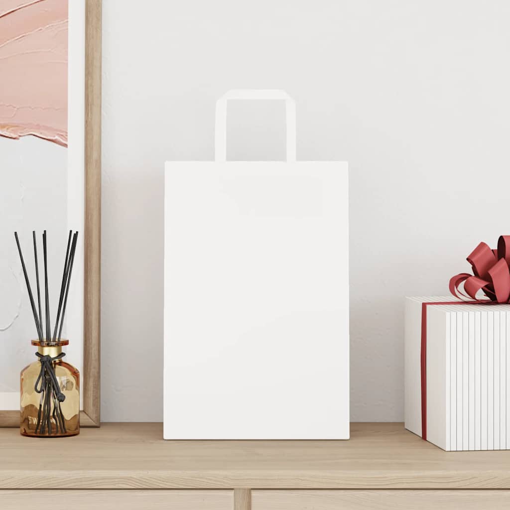 VidaXL sacs en papier 250 pcs avec poignées 21x11x31 cm blanc