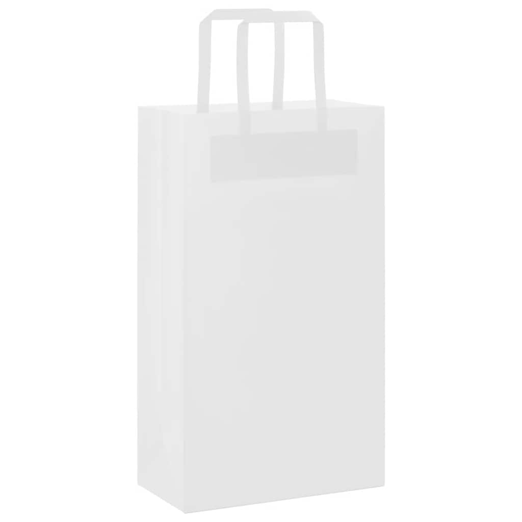 VidaXL sacs en papier 250 pcs avec poignées 21x11x36 cm blanc