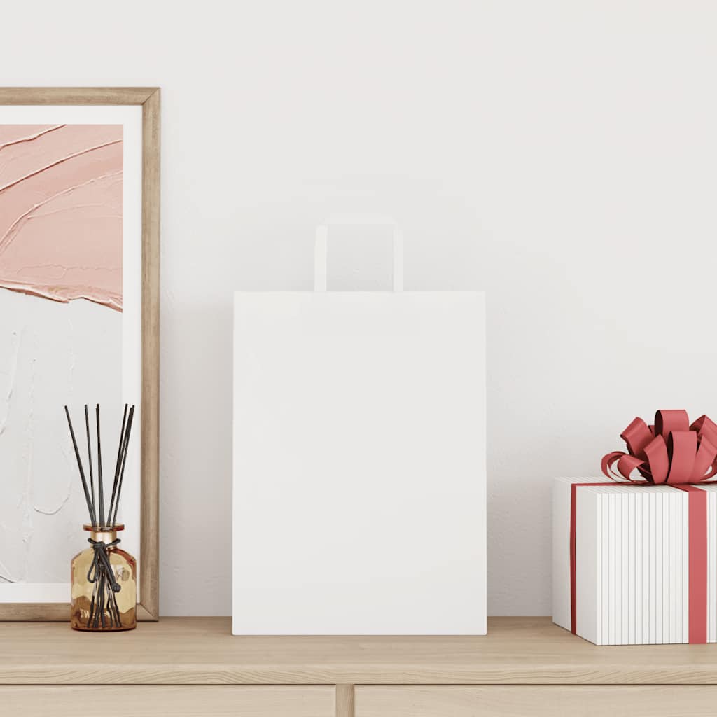 VidaXL sacs en papier 250 pcs avec poignées 26x12x35 cm blanc