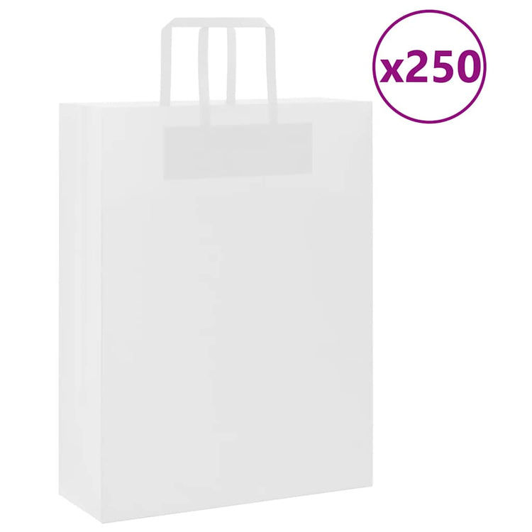 VidaXL sacs en papier 250 pcs avec poignées 32x12x42 cm blanc
