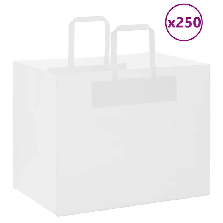 VidaXL sacs en papier 250 pcs avec poignées 32x22x24 cm blanc