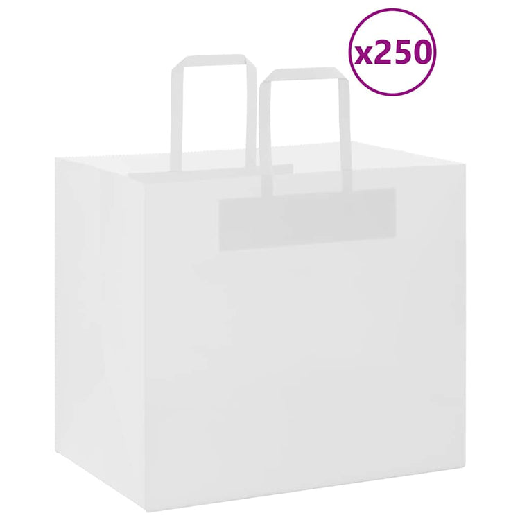 VidaXL sacs en papier 250 pcs avec poignées 32x22x28 cm blanc