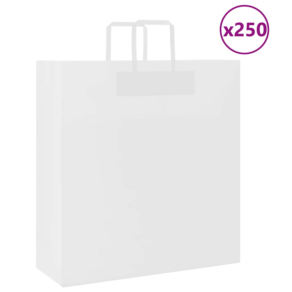 VidaXL sacs en papier 250 pcs avec poignées 45x17x48 cm blanc