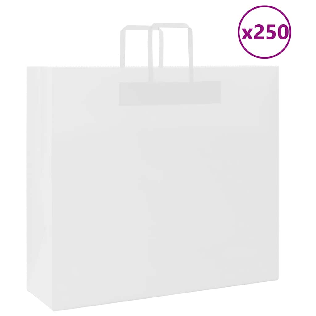 VidaXL sacs en papier 250 pcs avec poignées 54x15x49 cm blanc
