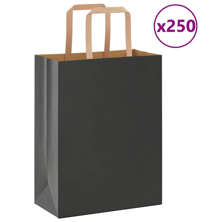 VidaXL sacs en papier 250 pcs avec poignées 21x11x28 cm noir